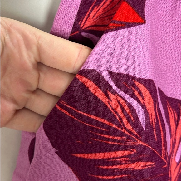 Sofia Vergara Fuchsia Tropical Floral Linen Blend Paper Bag Shorts -Size X-Small - Picture 3 of 9